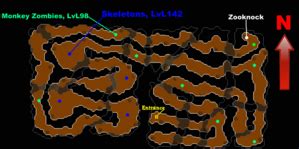Start making your way east where you will find Garkor, who will tell you to talk to King Awowogei. . Ape atoll dungeon